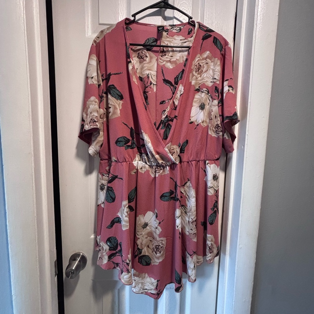 Dusty Rose Wrap Blouse with Elbow Length Sleeves and Relaxed Style